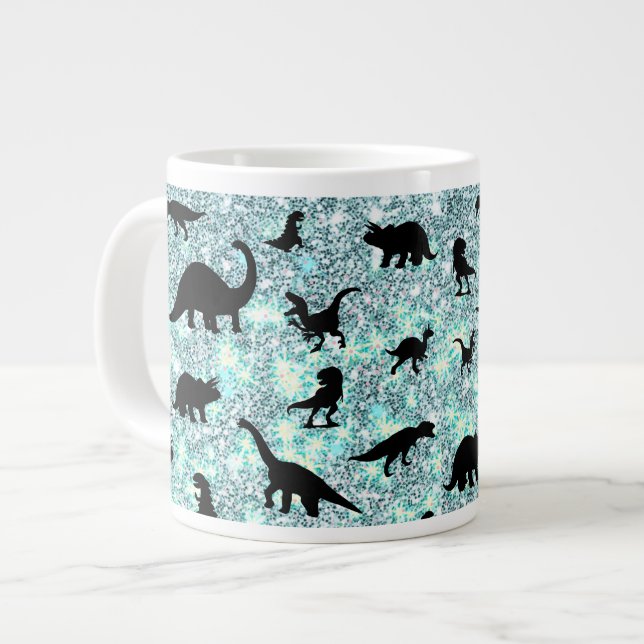 silhouette fish shark whale gradient Sparkle galax Large Coffee Mug (Front Left)