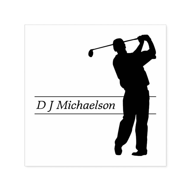 Silhouette Full Swing Golfer with Name Self-inking Stamp (Design)