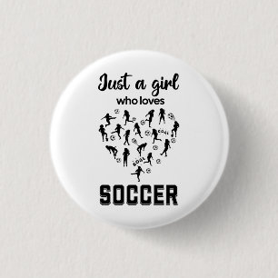 Silhouette girls playing Soccer  1 Inch Round Button