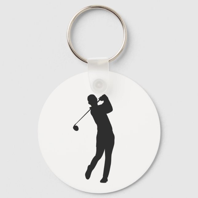 Silhouette Golf Player Keychain (Front)