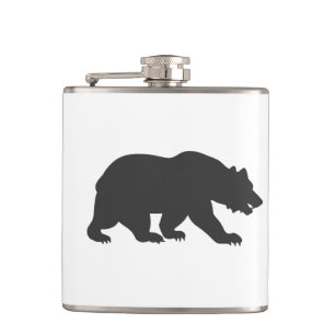 Silhouette grizzly bear-Choose background color Hip Flask