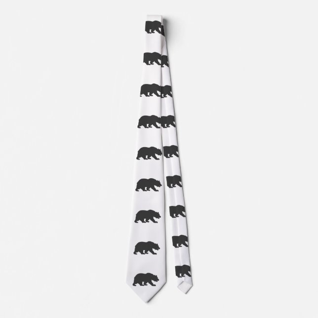 Silhouette grizzly bear-Choose background color Tie (Front)