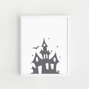 Silhouette Halloween House Poster