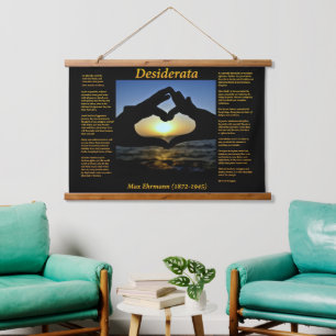 Silhouette hand making a heart at sunset hanging tapestry