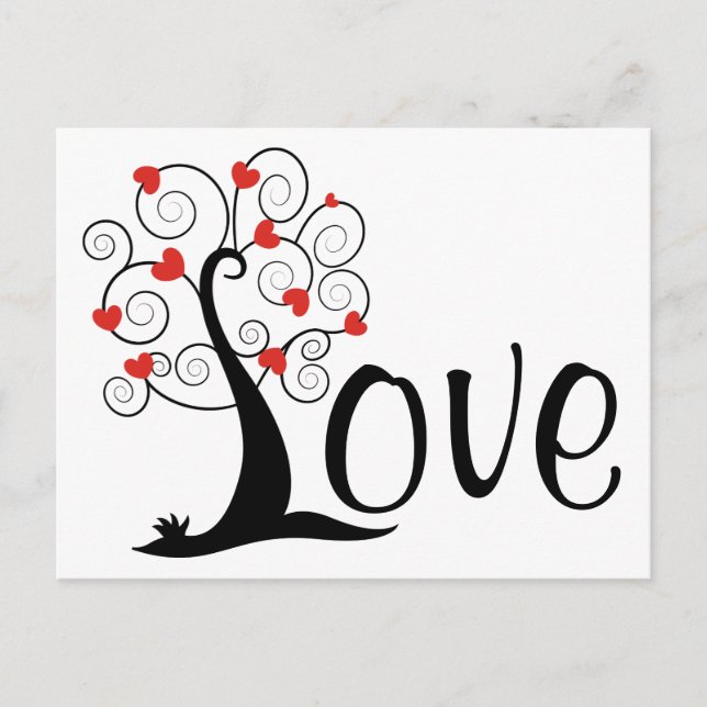 Silhouette Heart LOVE Tree Postcard (Front)