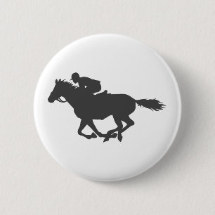 Silhouette horse jockey - Choose background color 2 Inch Round Button