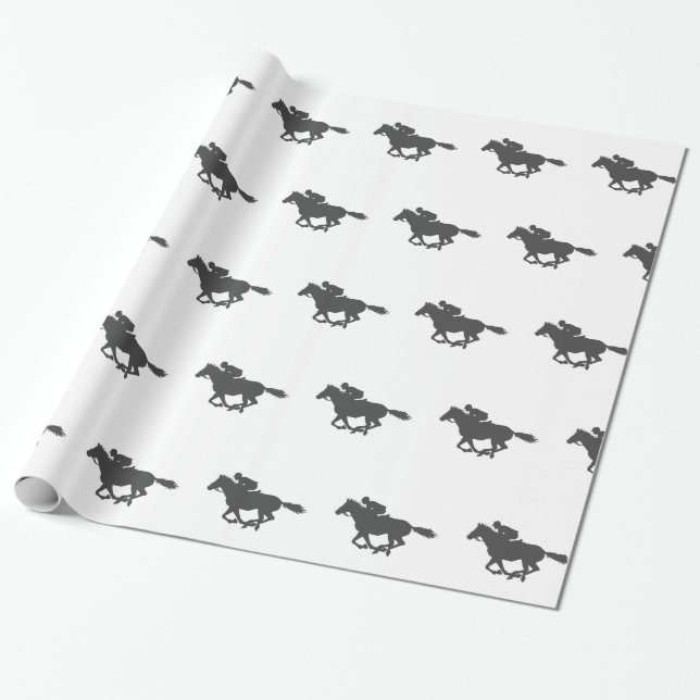 Silhouette horse jockey - Choose background color Wrapping Paper (Unrolled)