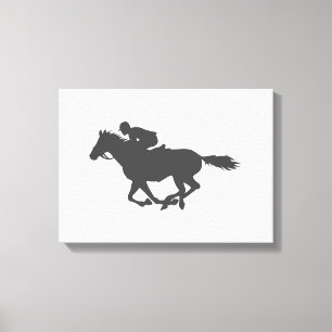 Silhouette horse jockey - Choose background colour Canvas Print