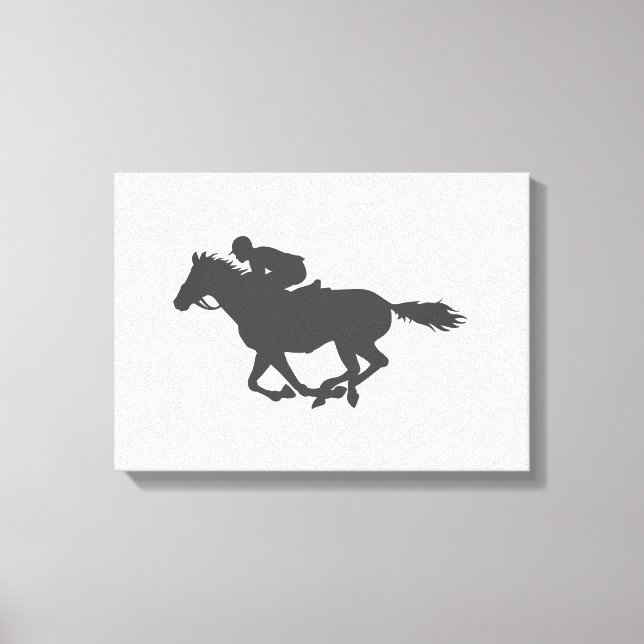 Silhouette horse jockey - Choose background colour Canvas Print (Front)