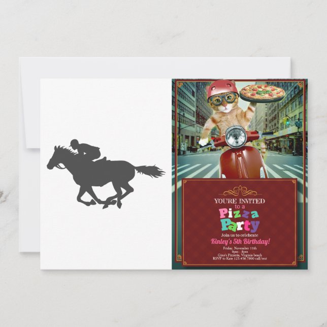 Silhouette horse jockey - Choose background colour Invitation (Front)
