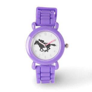 Silhouette horse jockey - Choose background colour Watch