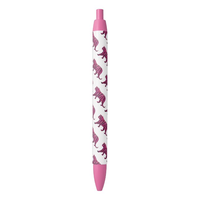 Silhouette Hot Pink and Black Tiger Black Ink Pen (Front Vertical)