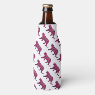 Silhouette Hot Pink and Black Tiger Bottle Cooler