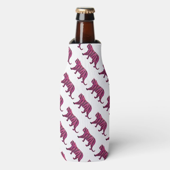 Silhouette Hot Pink and Black Tiger Bottle Cooler (Bottle Front)