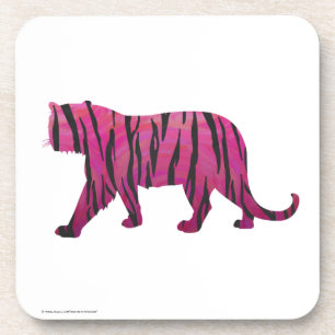 Silhouette Hot Pink and Black Tiger Coaster