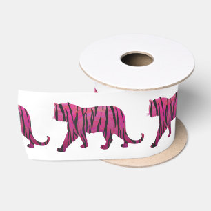 Silhouette Hot Pink and Black Tiger Satin Ribbon
