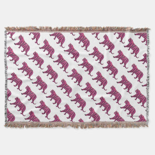 Silhouette Hot Pink and Black Tiger Throw Blanket