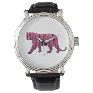 Silhouette Hot Pink and Black Tiger Watch