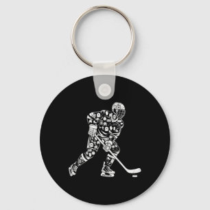 Silhouette Ice Hockey Player Women Mom Mother Girl Keychain