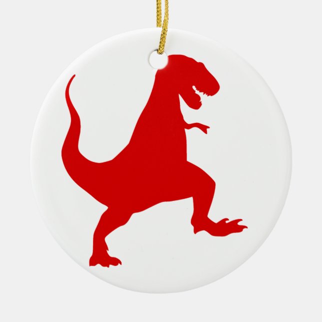 Silhouette illustration of a tyrannosaurus rex ceramic ornament (Front)