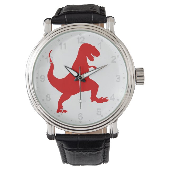 Silhouette illustration of a tyrannosaurus rex watch (Front)