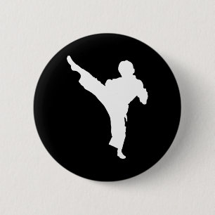 Silhouette Karate Fighter Shotokan Martial Arts Ta 2 Inch Round Button