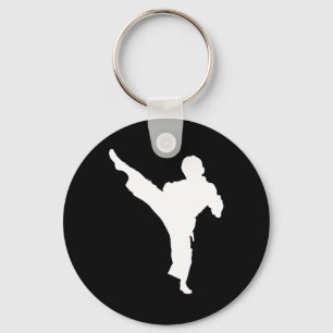 Silhouette Karate Fighter Shotokan Martial Arts Ta Keychain