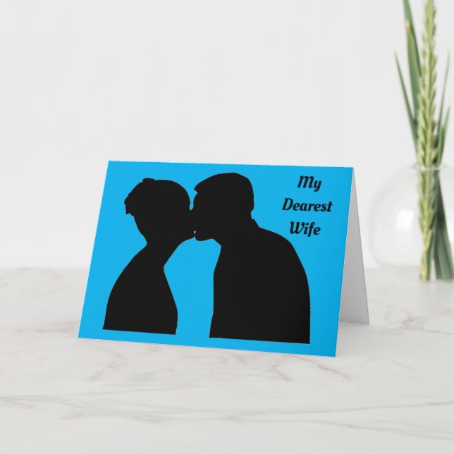 Silhouette Kissing Couple Anniversary Card (Front)