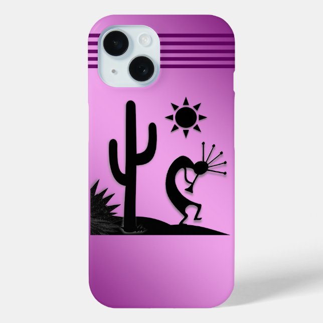 Silhouette Kokopelli on Purple Case-Mate iPhone Case (Back)