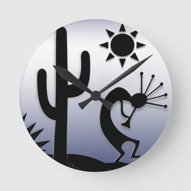 Silhouette Kokopelli Round Clock (Front)