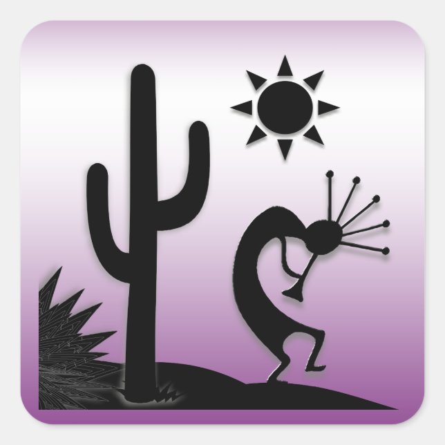 Silhouette Kokopelli Square Sticker (Front)