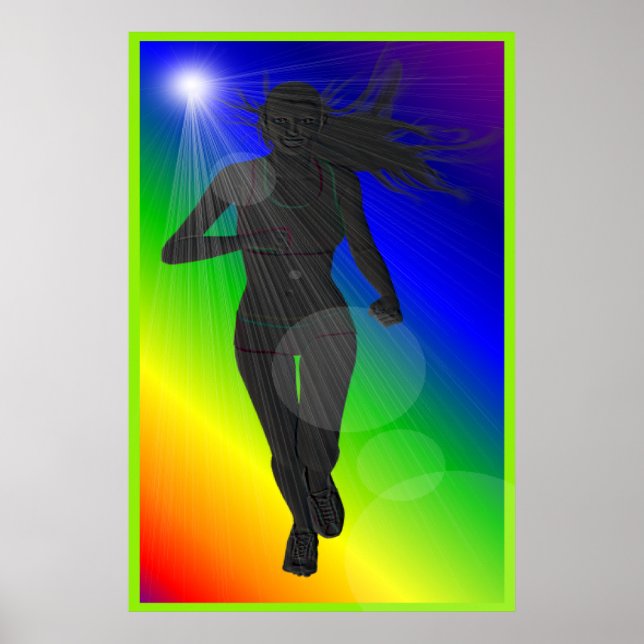 Silhouette Lady Rainbow Runner Poster (Devant)
