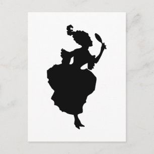 Silhouette Lady with Mirror Postcard