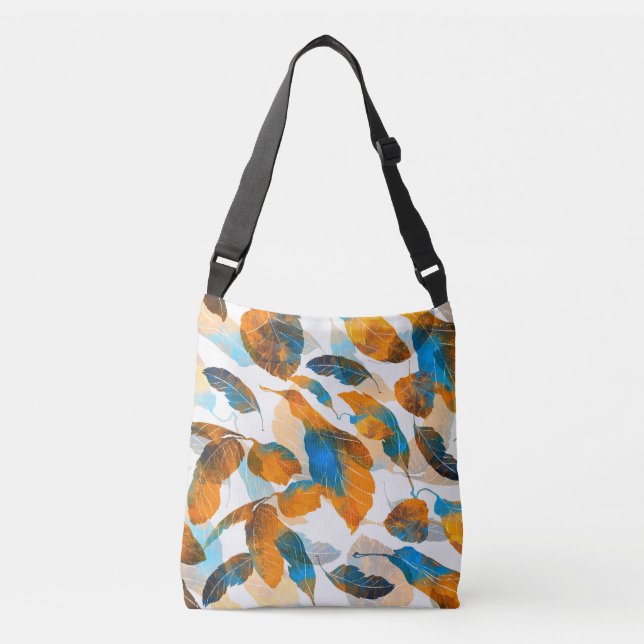 Silhouette leaves: watercolor, digital seamless pa crossbody bag (Front)