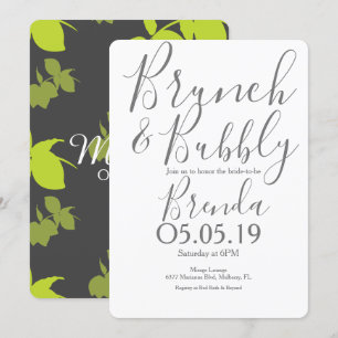 Silhouette Lemon Lime Modern Wedding Brunch Invitation