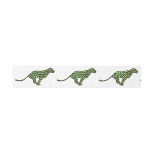 Silhouette Leopard Black and Green Invitation Belly Band
