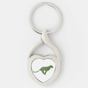 Silhouette Leopard Black and Green Keychain