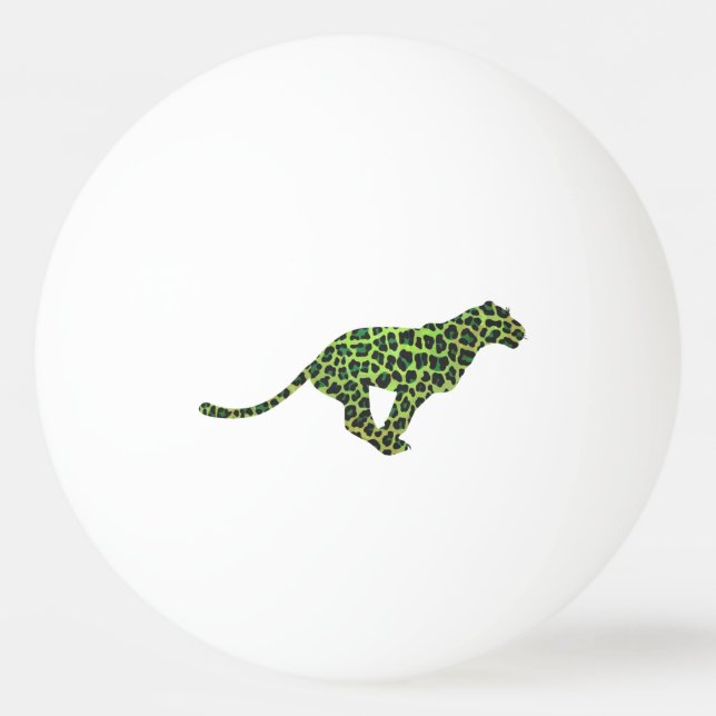 Silhouette Leopard Black and Green Ping Pong Ball (Front)