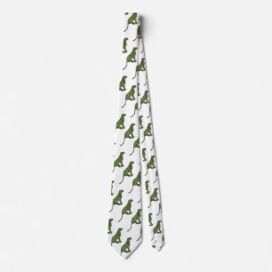 Silhouette Leopard Black and Green Tie