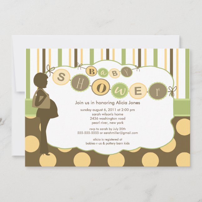 Silhouette Mom Baby Shower Boy or Girl Brown Invitation (Front)