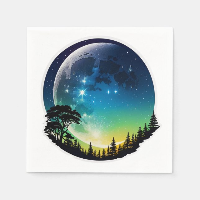 Silhouette Moon Night Napkin (Front)