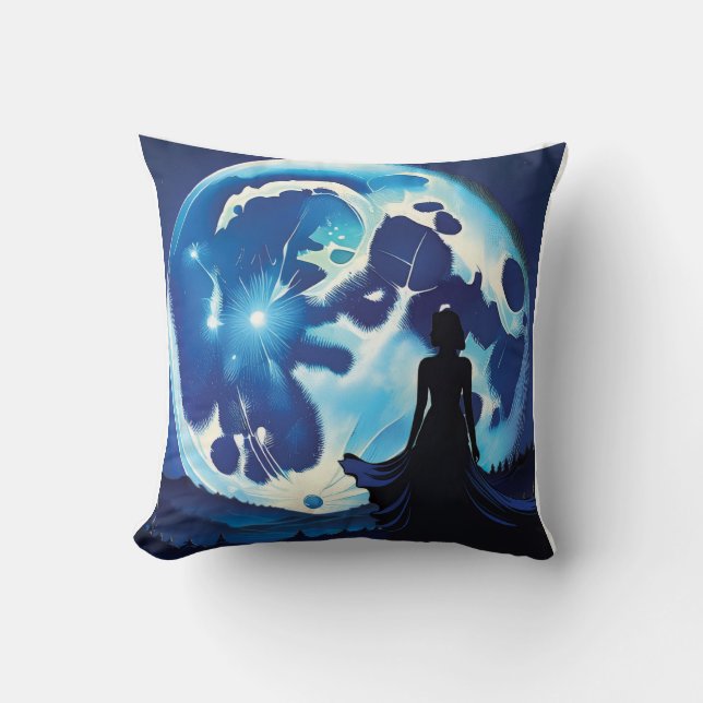 Silhouette Moon scape  Throw Pillow (Front)