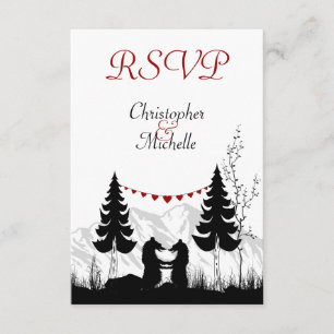 Silhouette Mountain Bears Wedding RSVP Cards