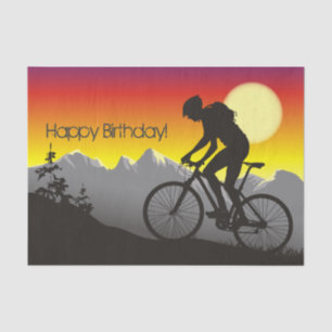 Silhouette Mountain Bike Happy Birthday  Tissue Paper