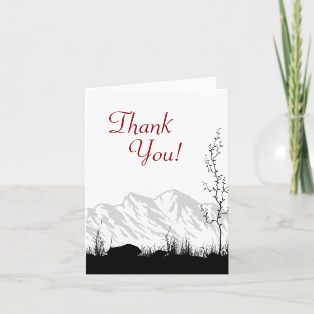 Silhouette Mountain Black, White and Red Thank You (Front)