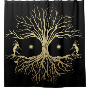 Silhouette noir et or Kokopelli rideau de douche