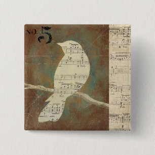 Silhouette of a Bird 2 Inch Square Button