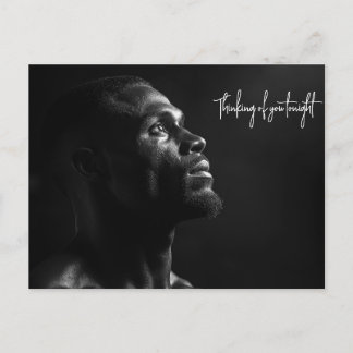 Silhouette of a black man's face B&W photo Postcard