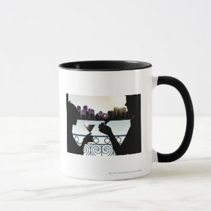 Silhouette of a couple toasting martini glasses mug