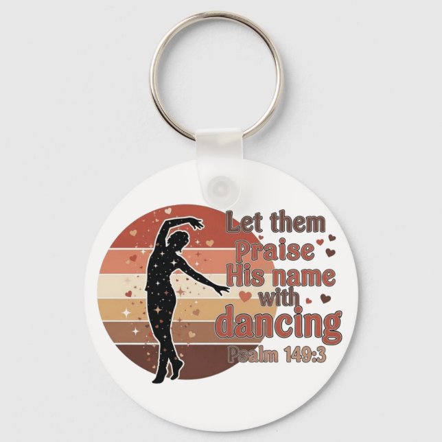 Silhouette of a dancer - Psalm based design Keychain (Front)